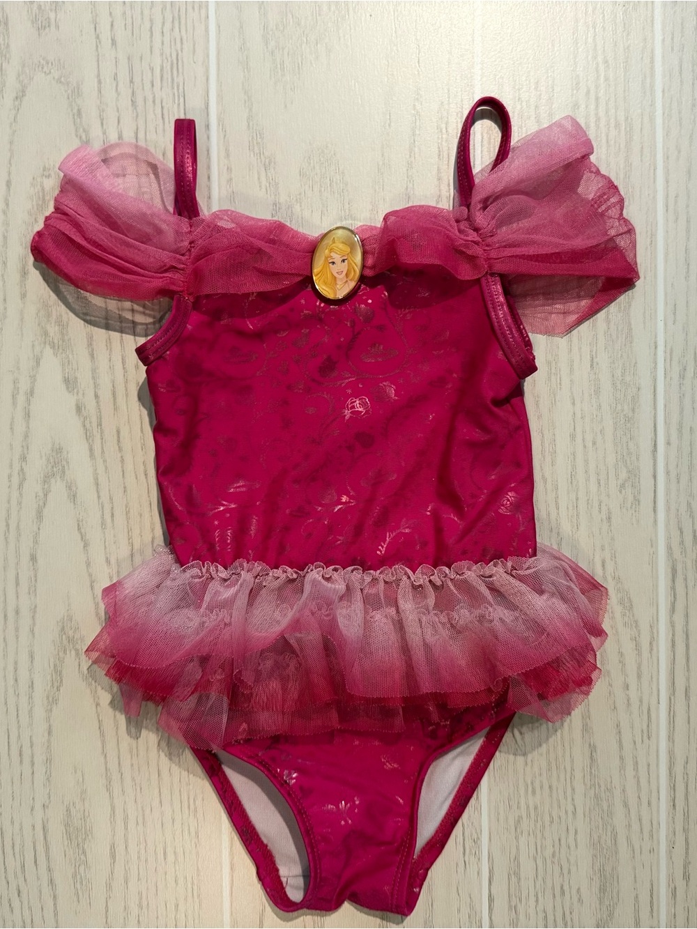 Disney Parks Princess Aurora Girls 3 Pink Tutu One Piece Swimsuit
